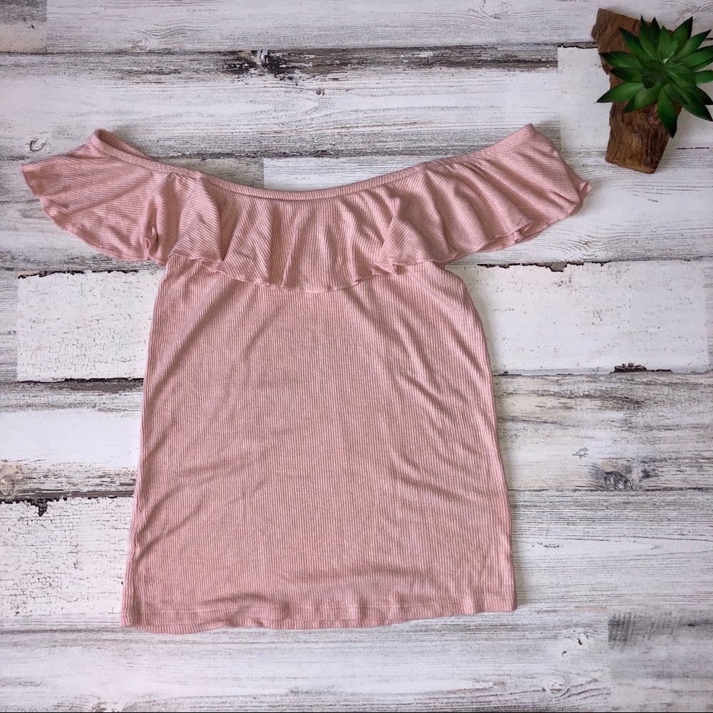 Aeropostale Off Shoulder Light Pink Top